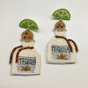Beaded Tequila Bottle Earrings NWT